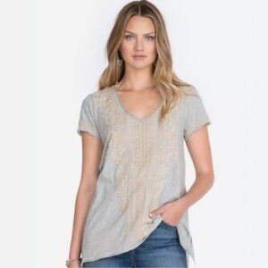 Johnny Was Gray Kemi Knit Drape Short Sleeve Blouse Size Medium